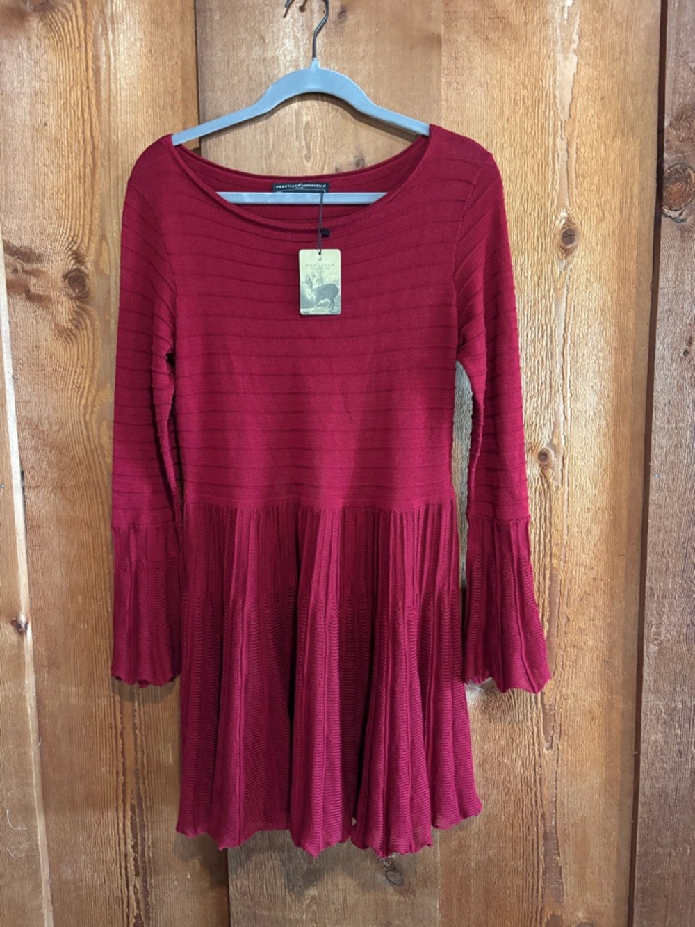 NWT Peruvian Connection Carmine Blakely Tunic Dress Crimson Red Knit Small New